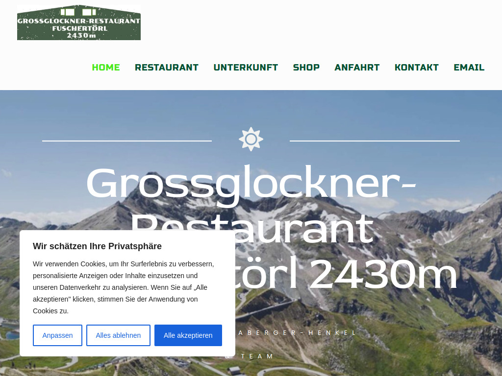 Website von Grossglockner-Restaurant Fuschertörl in Fusch an der Großglocknerstraße
