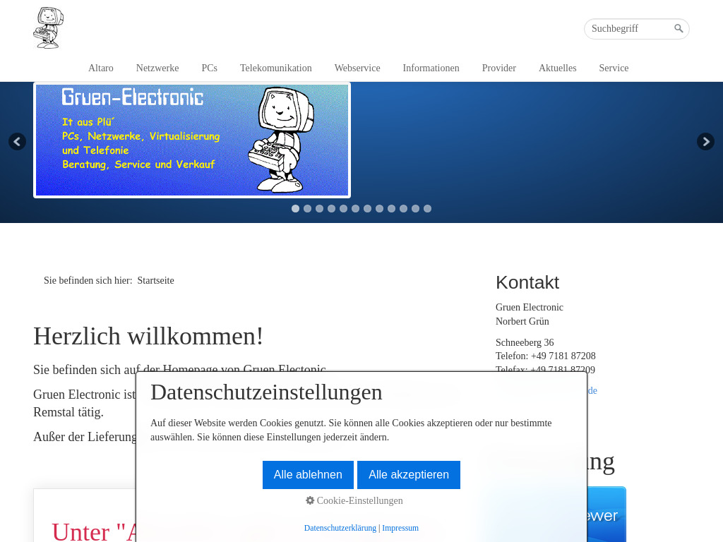 Website von Gruen Electronic in Plüderhausen