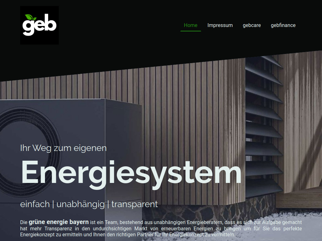 Website von gruene energie bayern in Aichach