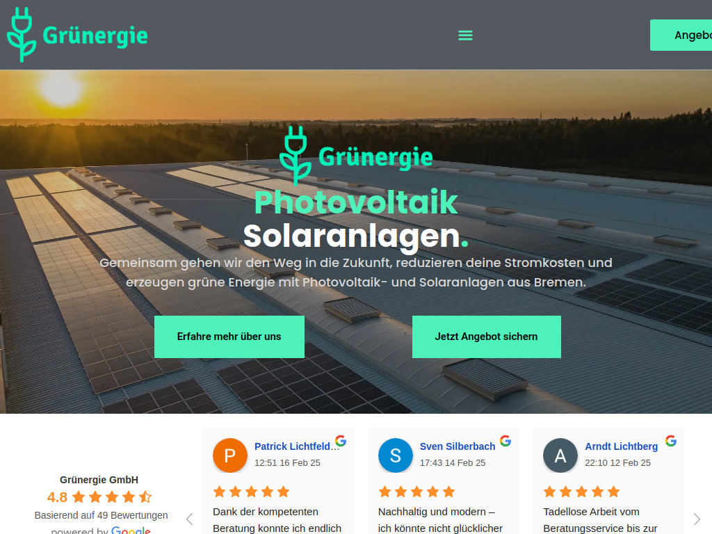 Website von Grünergie GmbH in Bremen