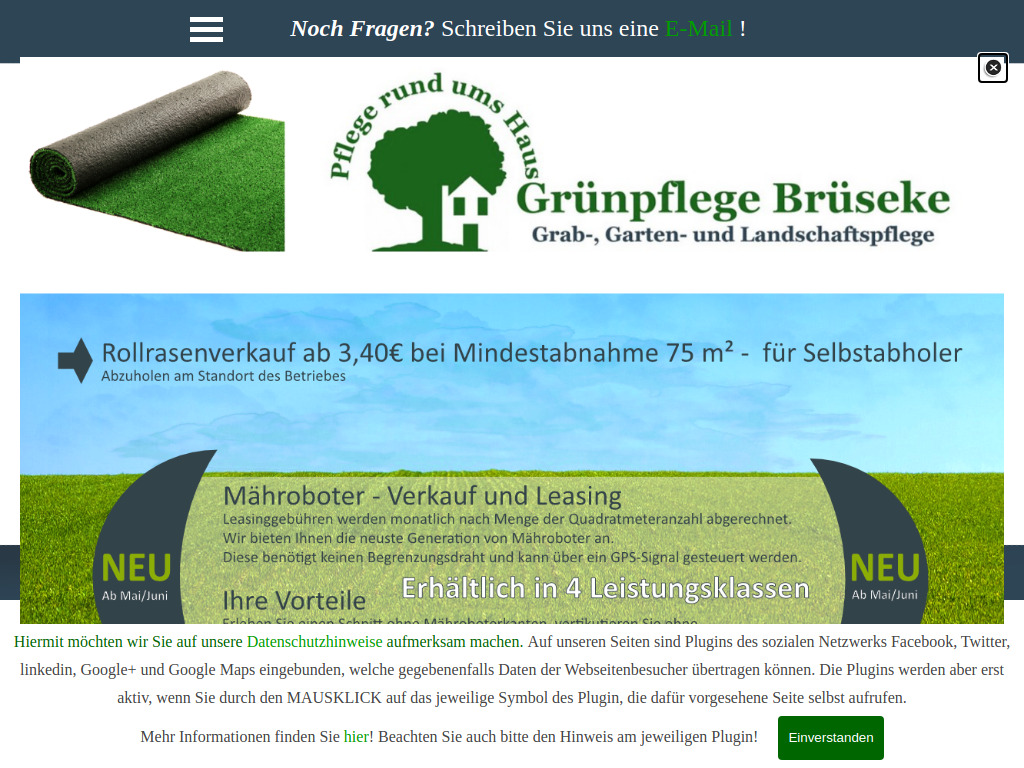 Website von Grünpflege Brüseke in Lienen