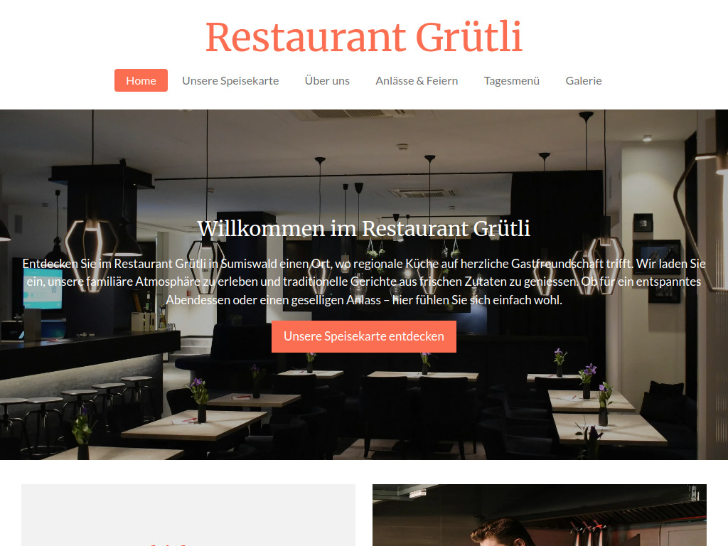 Website von Restaurant Grütli in Sumiswald