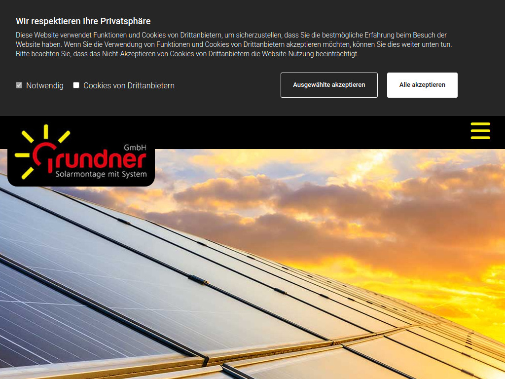 Website von Grundner Solarmontagen GmbH in Vorchdorf