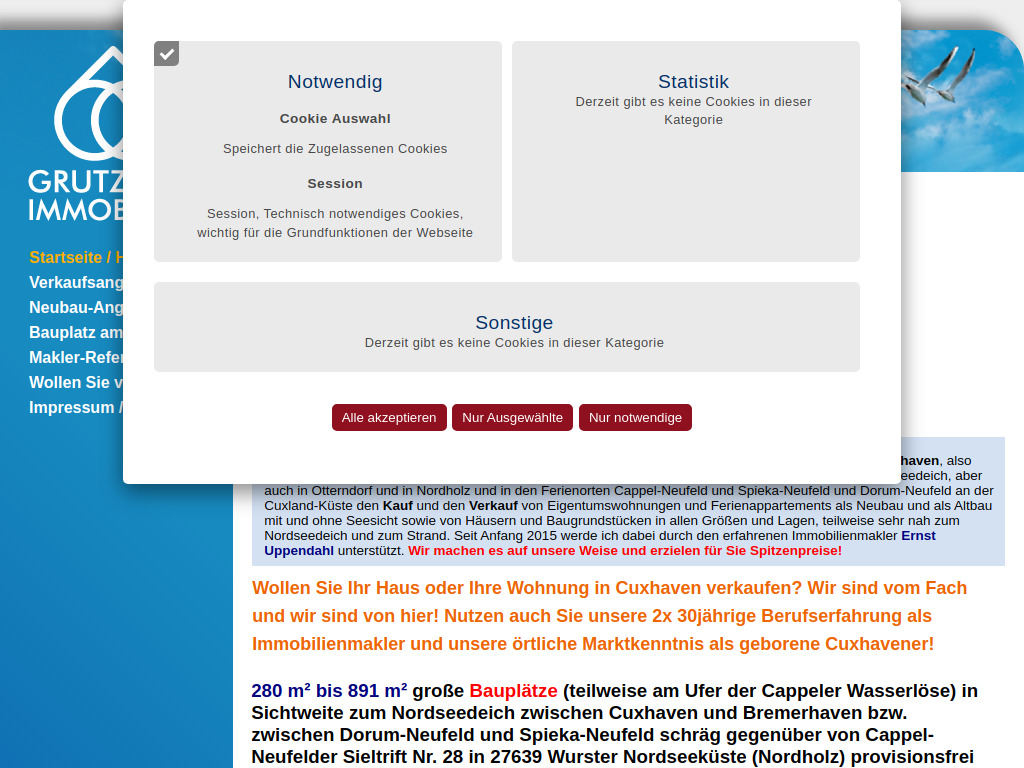 Website von GRUTZPALK in Wurster Nordseeküste