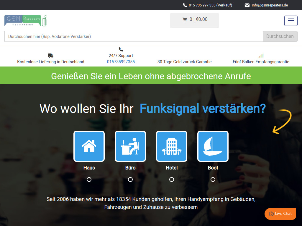 Website von GSM Repeaters in Kunden geholfen