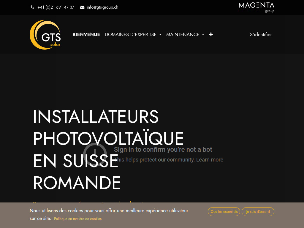 Website von GTS Solar in Crissier