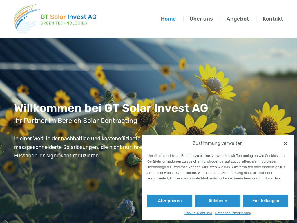 Website von GT Solar Invest AG in Herisau