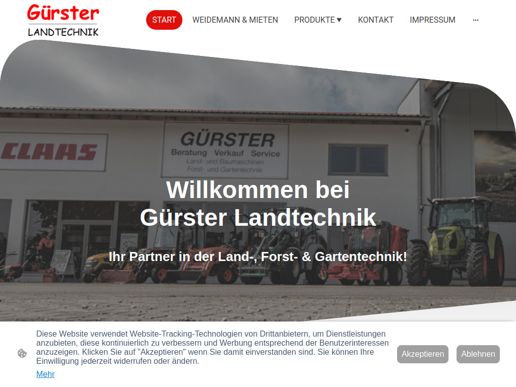 Website von Gürster Landtechnik in Mitterfels