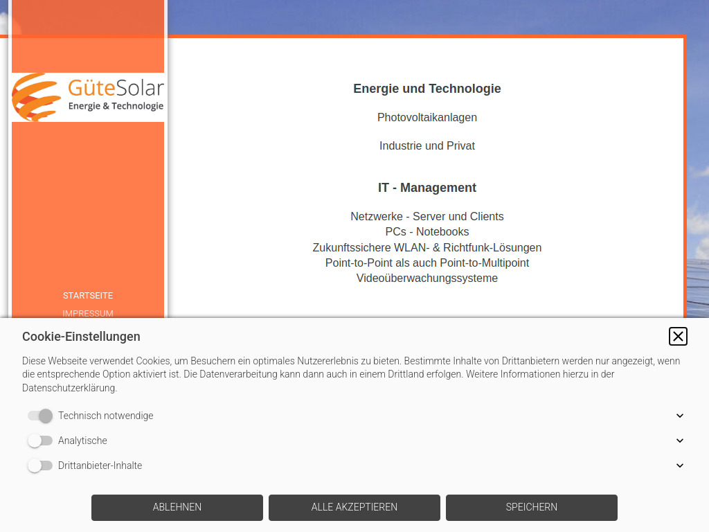 Website von GüteSolar GmbH in Dettelbach