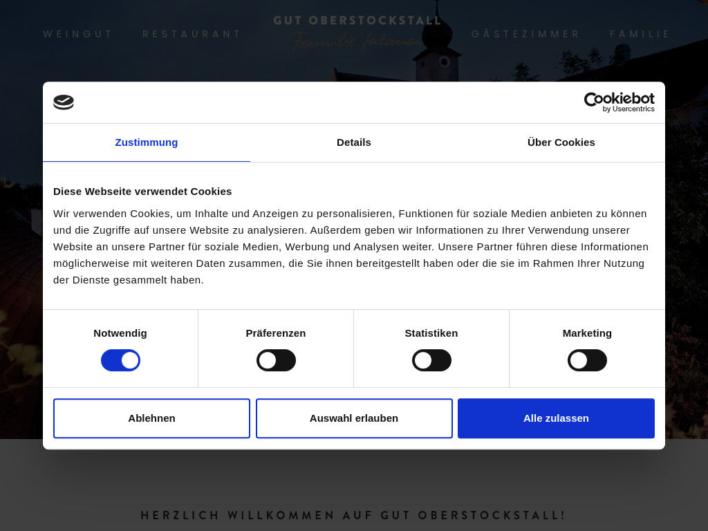 Website von Gut Oberstockstall Restaurant M. & F. Salomon OG in Oberstockstall