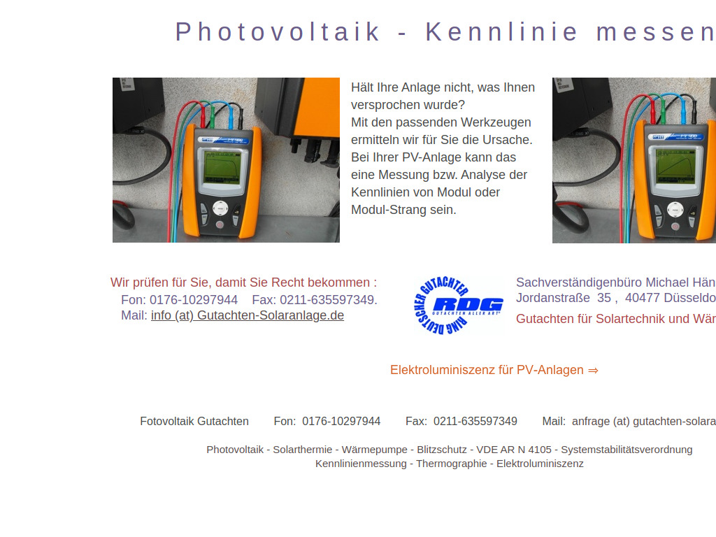 Website von Sachverständigenbüro Michael Hänsch in Düsseldorf