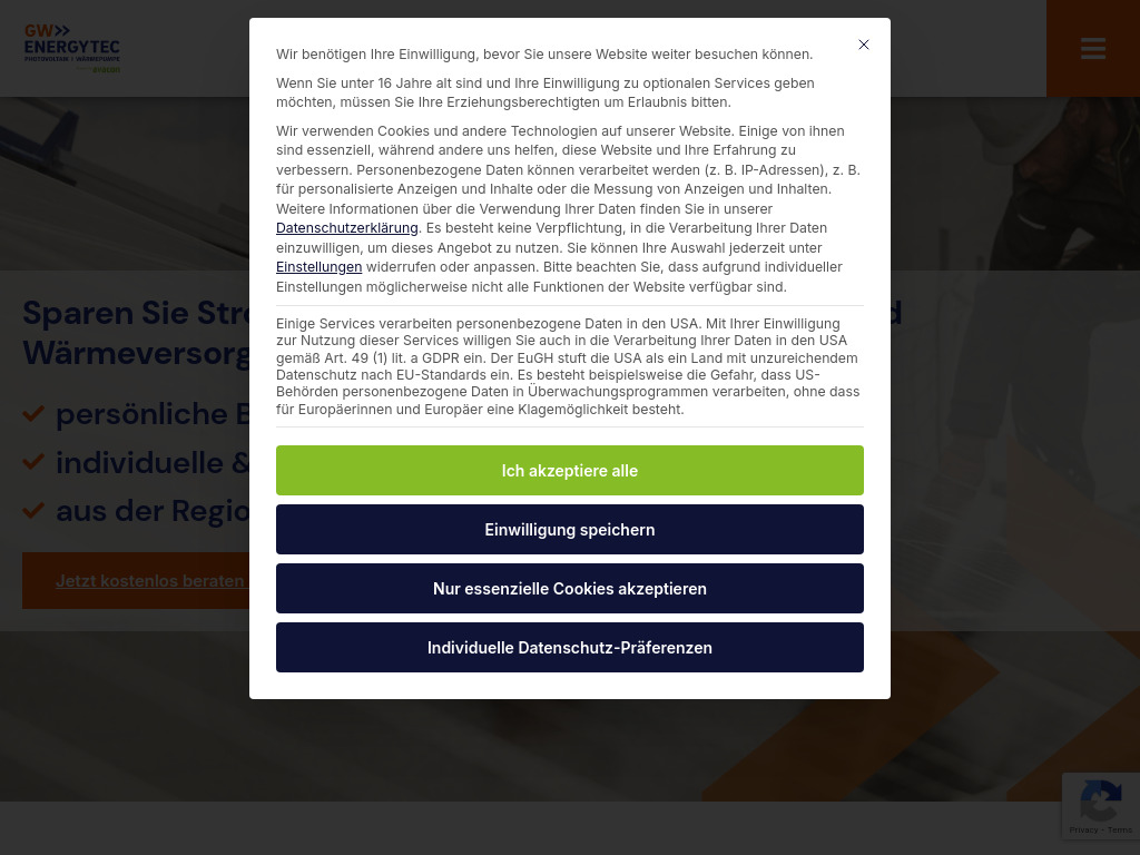Website von GW EnergyTec GmbH & Co. KG in Hohenhameln