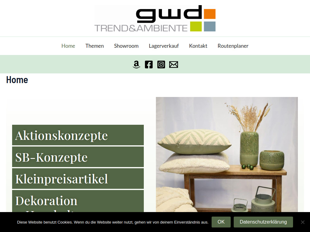Website von gwd Trend & Ambiente GmbH & Co. KG in Dierdorf