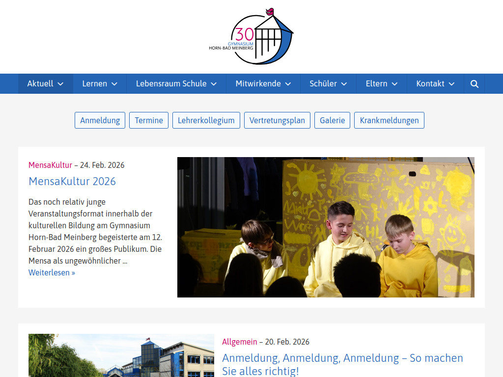 Website von Gymnasium Horn-Bad Meinberg in Horn-Bad Meinberg