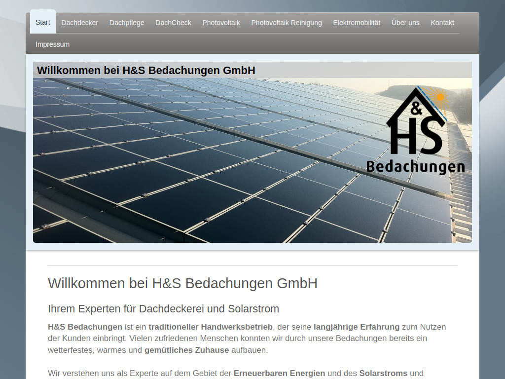 Website von H&S Bedachungen GmbH in Bad Ems
