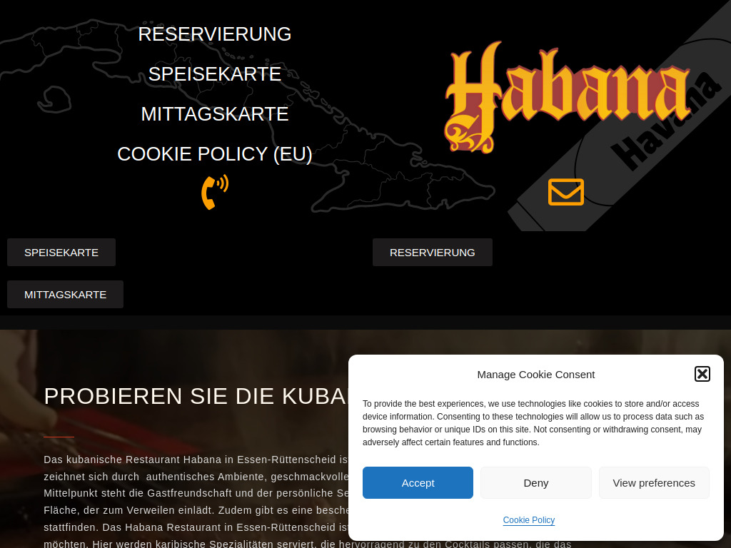 Website von Restaurant Habana in Essen