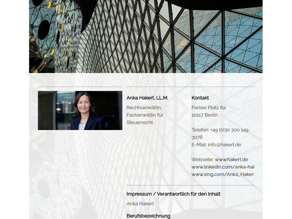 Website von Anka Hakert in Berlin