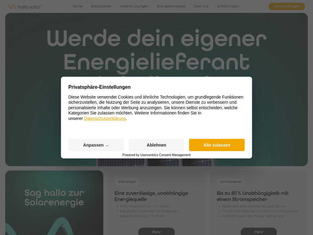 Website von hallo.solar GmbH & Co. KG in Reichshof