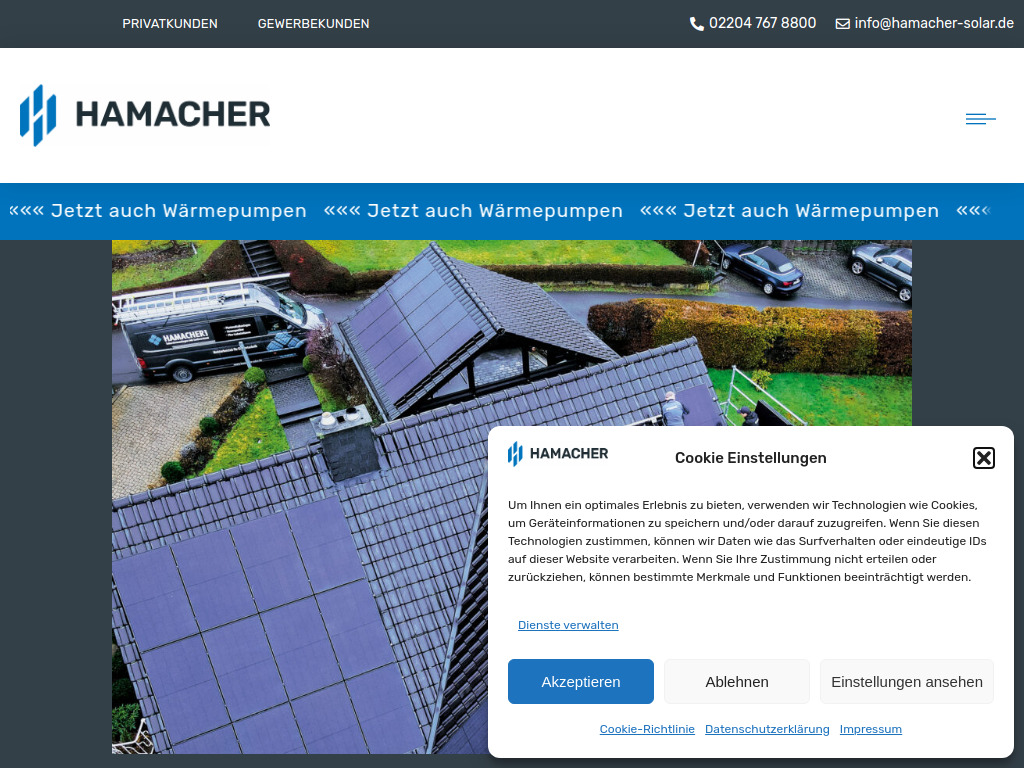 Website von Hamacher Solar GmbH in Overath
