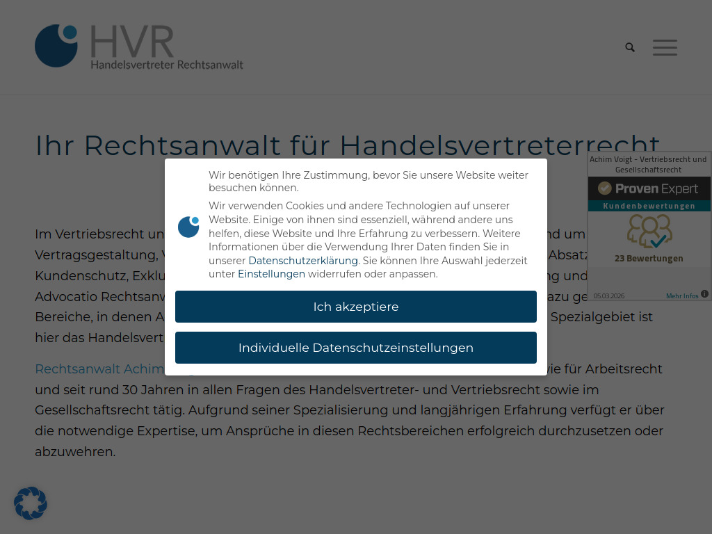 Website von Advocatio Rechtsanwälte PartmbB in München
