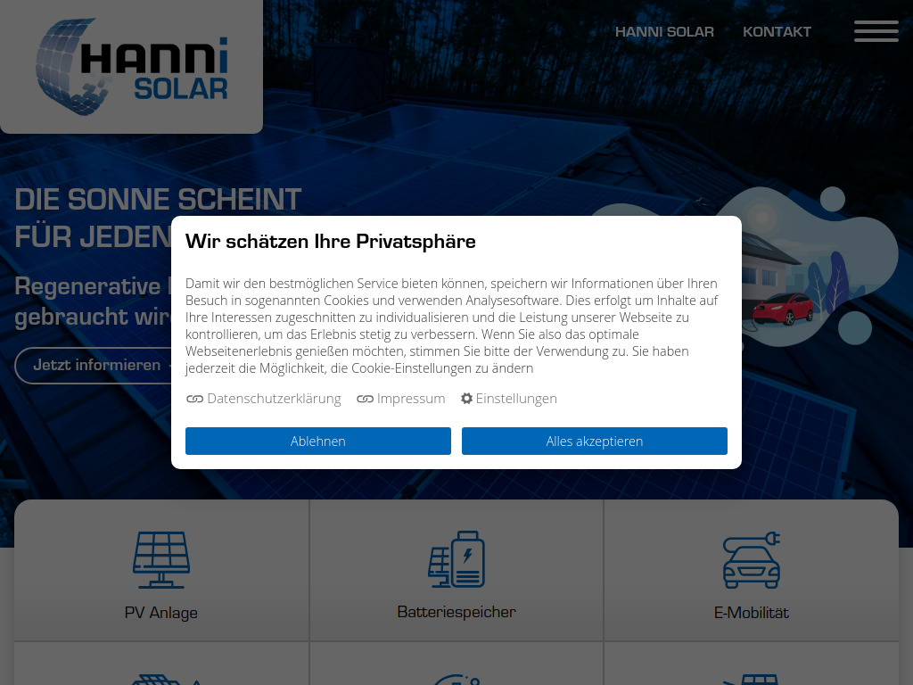 Website von Hanni Sustainable Investments GmbH in Lutherstadt Wittenberg