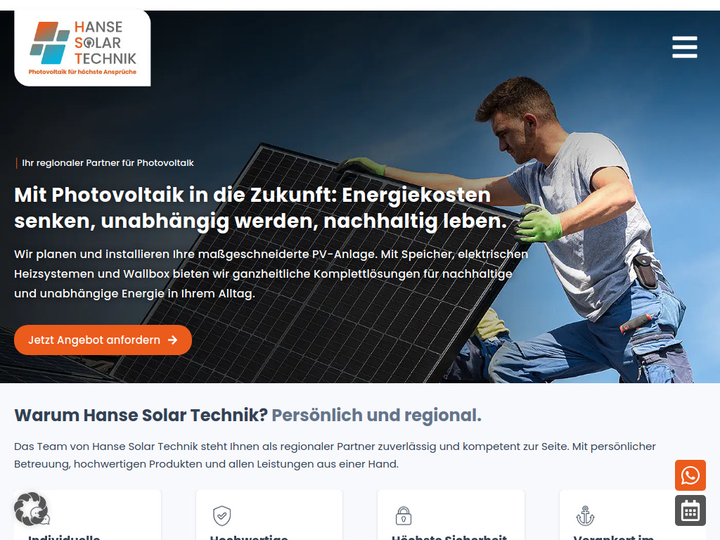 Website von Hanse Solar Technik GmbH in Selmsdorf