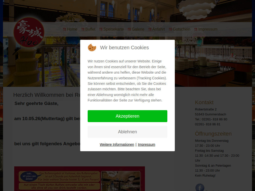 Website von Restaurant Hao Inh. Xu in Gummersbach