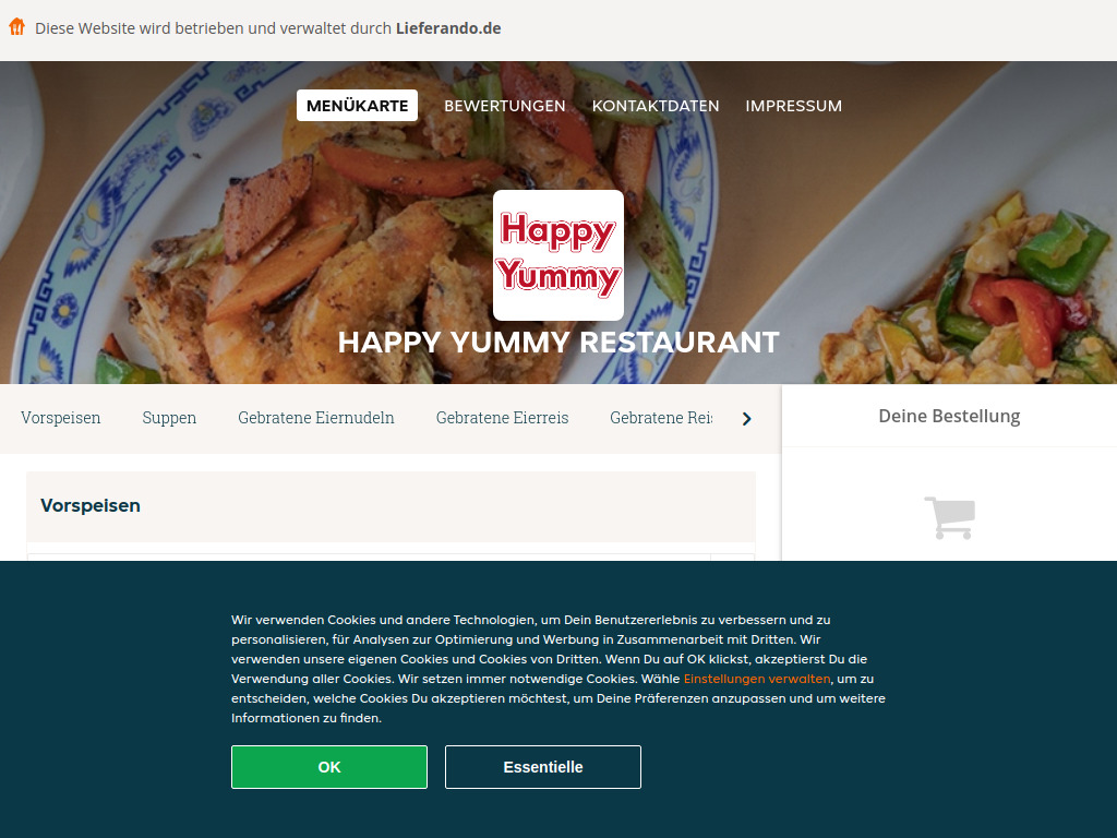 Website von Happy Yummy Restaurant - Essen online bestellen in Hanau in Hanau