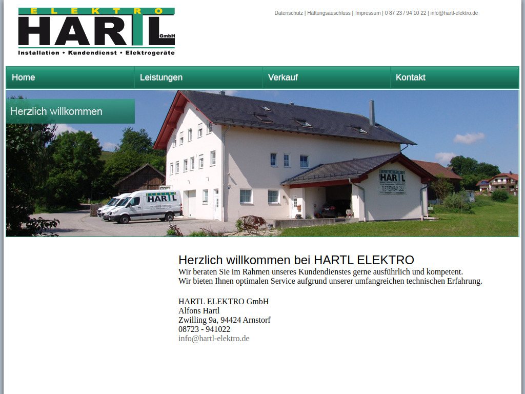 Website von HARTL ELEKTRO GmbH in Arnstorf