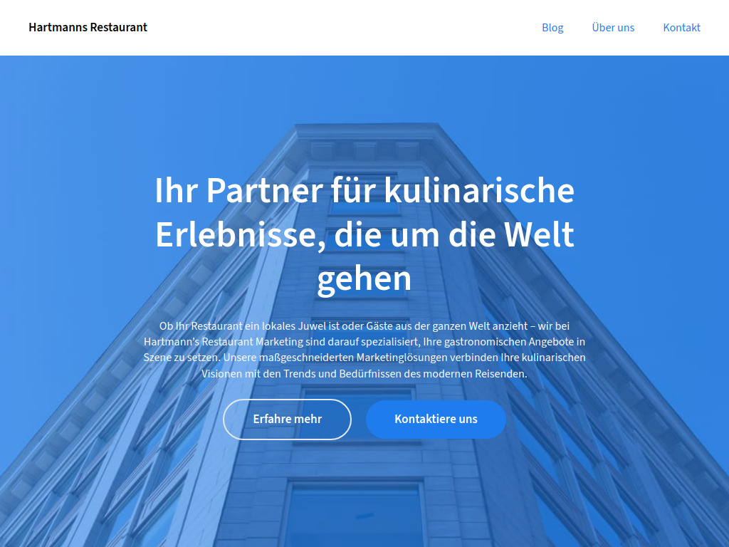 Website von Hartmann's Restaurant Marketing in Regensburg
