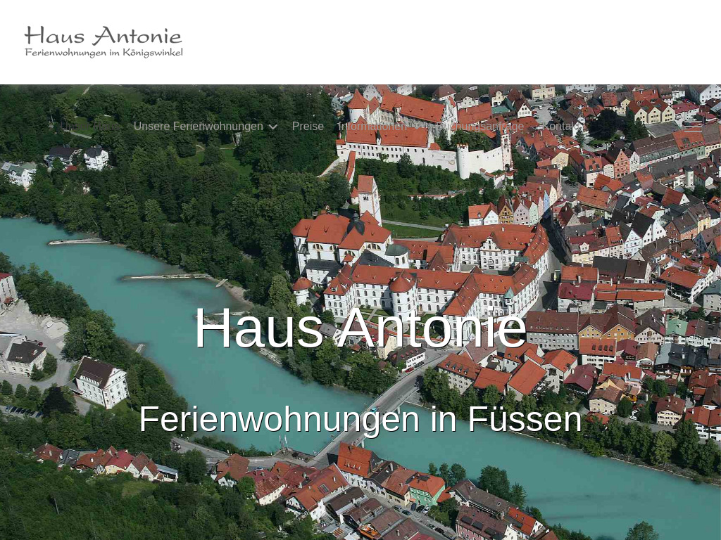 Website von Haus Antonie in Füssen