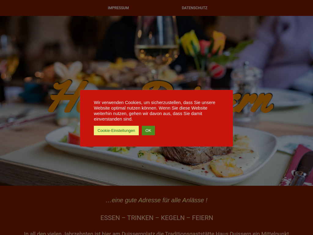 Website von Restaurant Haus Duissern in Duisburg