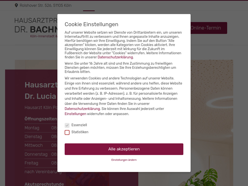 Website von Dr. Lucia Bachner in Köln