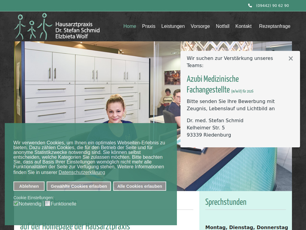 Website von Hausarztpraxis Dr.med.Stefan Schmid & Elzbieta Wolf in Riedenburg