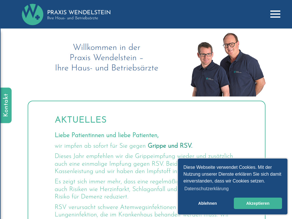 Website von Praxis Wendelstein in Online-Rezeptbestellung