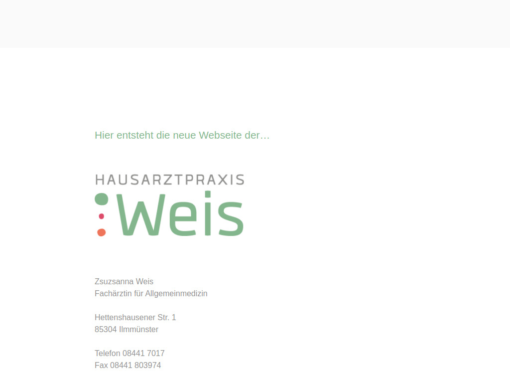 Website von Hausarztpraxis Weis in Ilmmünster