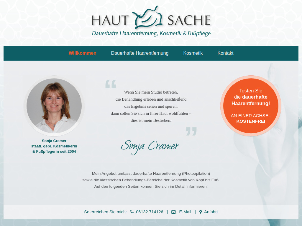 Website von HautSache in Ingelheim