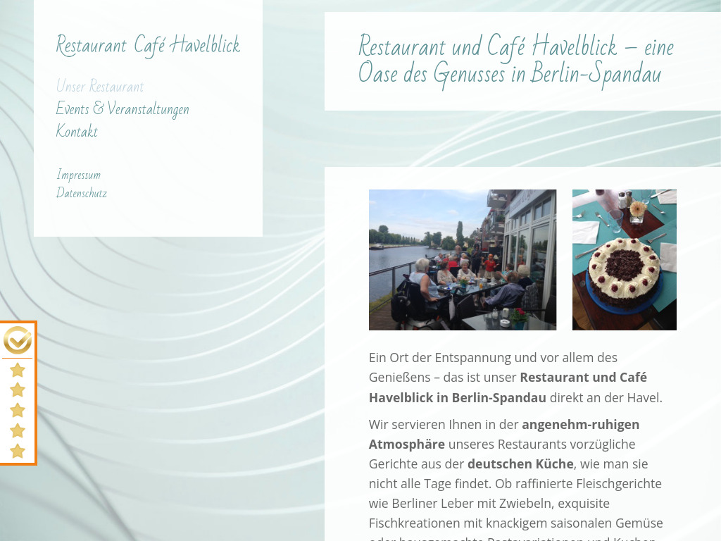 Website von Restaurant Café Havelblick in Berlin
