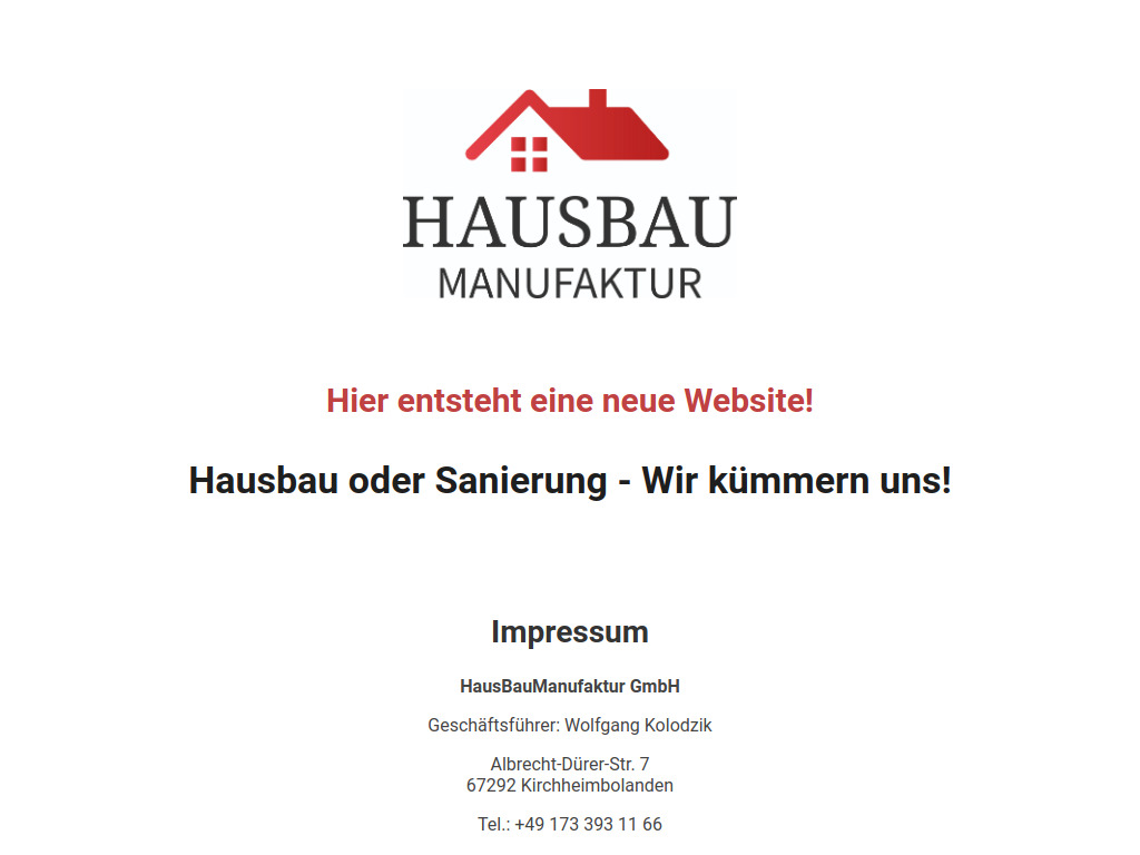 Website von HausBauManufaktur GmbH in Kirchheimbolanden
