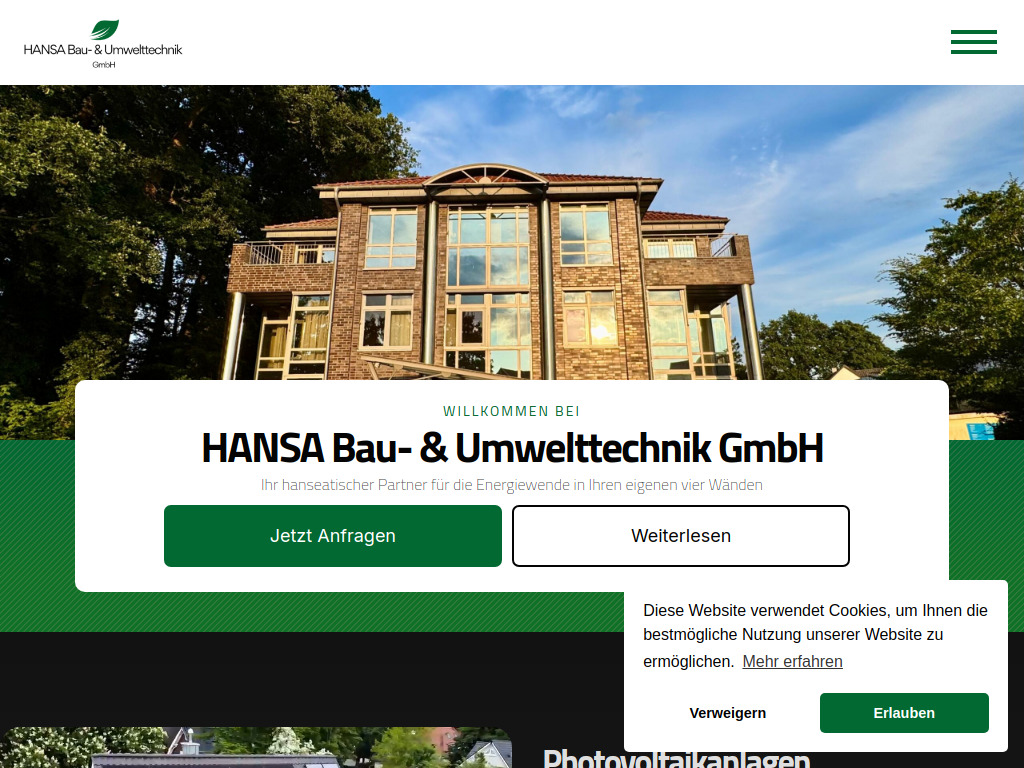 Website von HANSA Bau- & Umwelttechnik GmbH in Wildeshausen