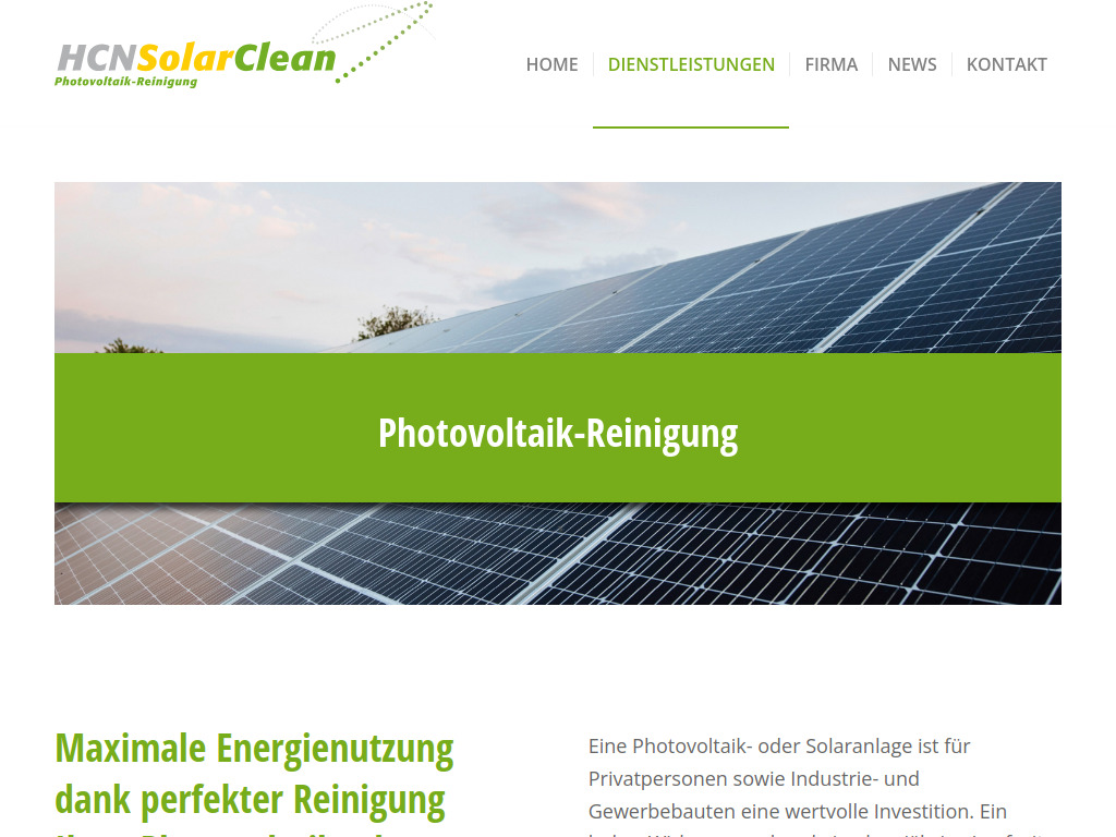 Website von HCN Clean AG in Cham