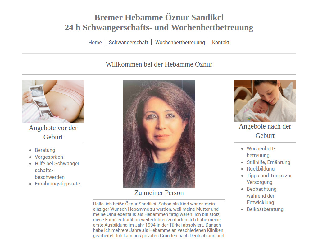 Website von Bremer Hebamme Öznur Sandikci in Bremen