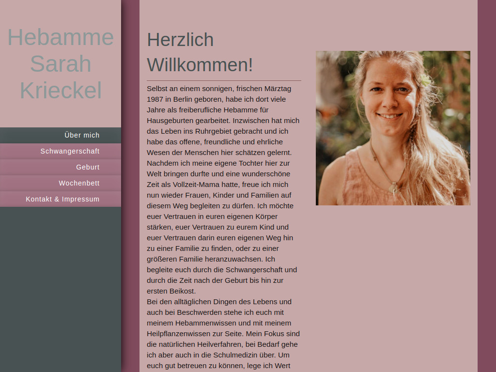 Website von Hebamme Sarah Krieckel