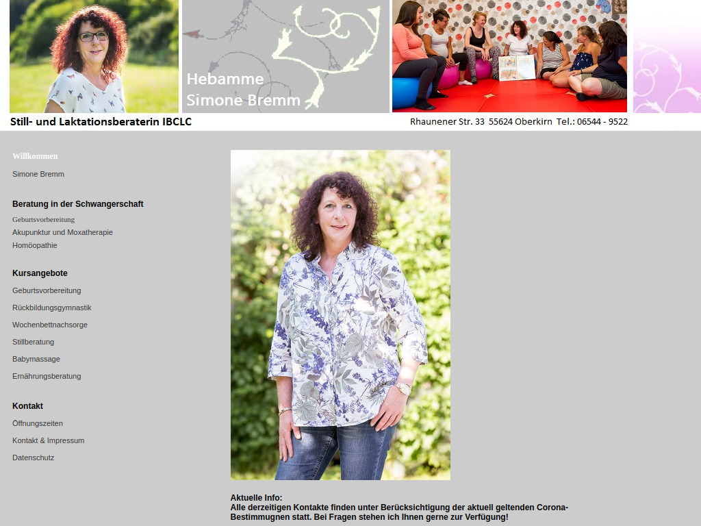 Website von Simone Bremm Hebamme, Still- und Laktationsberaterin IBCLC in Oberkirn