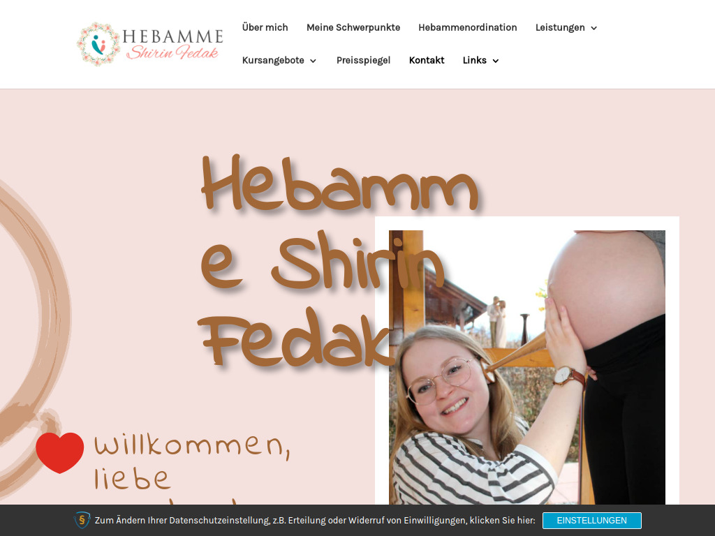 Website von Hebamme Shirin Danielle Fedak in Bregenz