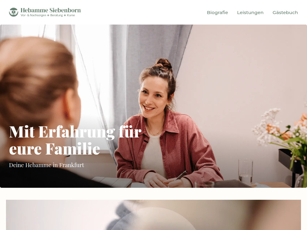 Website von Hebamme Siebenborn