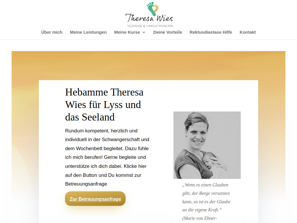 Website von Hebamme Theresa Wies in Lyss