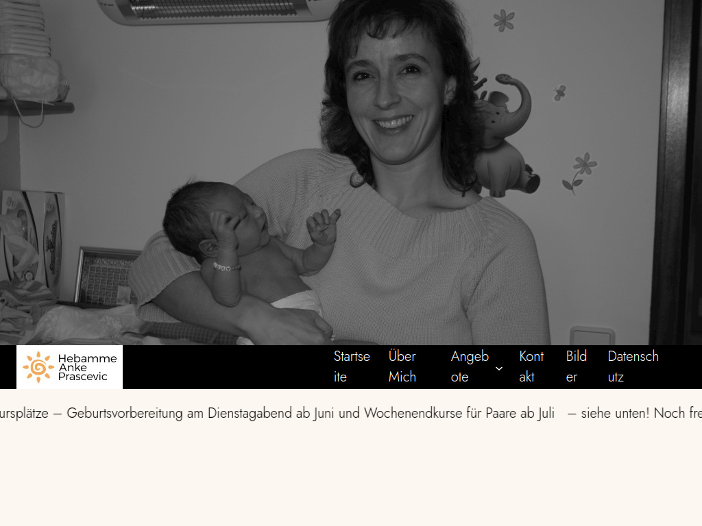 Website von Hebamme Anke Prascevic in Stuttgart