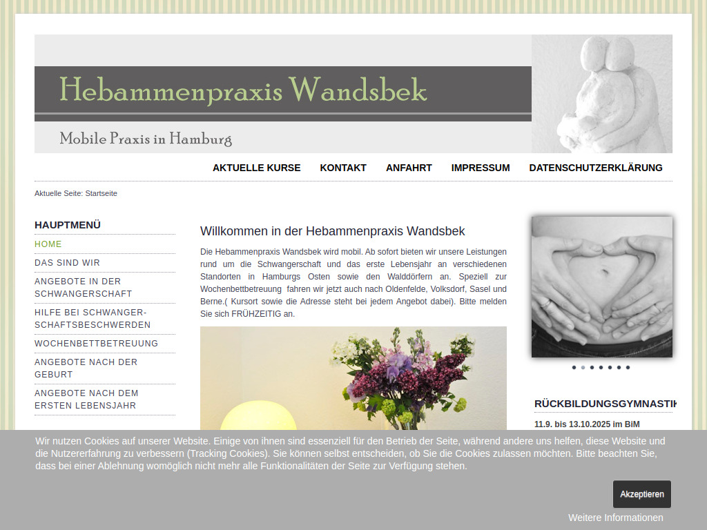 Website von Hebammenpraxis Wandsbek in Hamburg Wandsbek