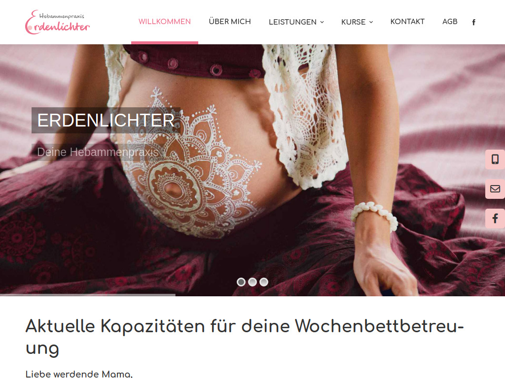 Website von Hebammenpraxis Erdenlichter in Wülfrath